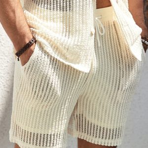 Manfinity KASUA Men’s Solid Color Elastic Waist Drawstring Shorts