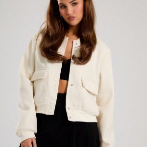 MUSERA Fall Clothes Twill Woven Bomber Jacket