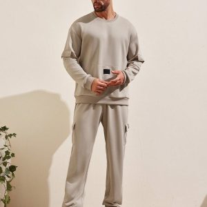 Manfinity KASUA Men’s Workwear Pocket Design Pullover Sweatshirt Set