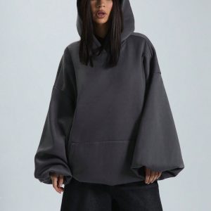 MUSERA Fall Sweaters Extreme Oversized Ruched Waist Hoodie