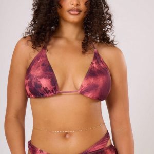 MUSERA Plus Size Tie-Dye Halter Neck Bikini Top For Summer Beach