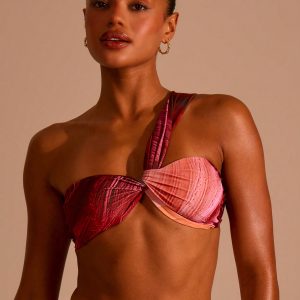 MUSERA Twist Ruched One Shoulder Bikini Top