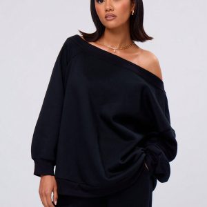 MUSERA Fall Clothes Loose Fit Off Shoulder Sweatshirt