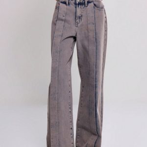 MUSERA Low Rise Front Pleat Straight Leg Jeans
