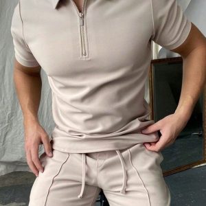 Manfinity KASUA Men’s Plain And Simple Daily Polo Set