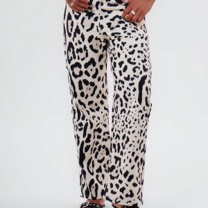 MUSERA Leopard Print Straight Leg Loose Jeans